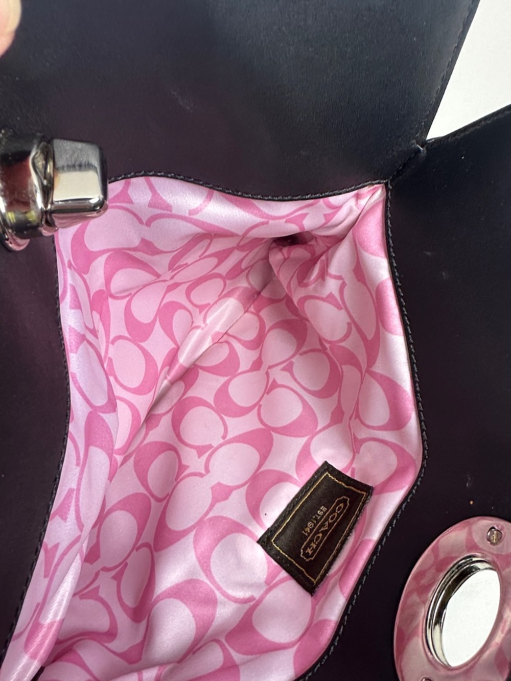 Coach Black Leather Turnlock Clutch - Picture 6 of 6